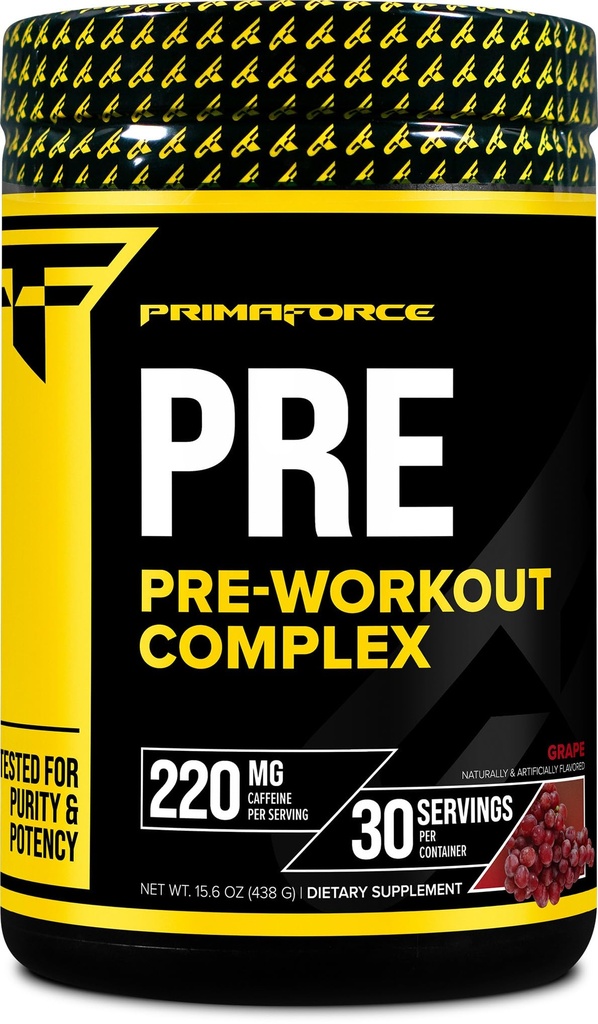 Primaforce Pre-Workout Complex Powder (Grape, 30 Serve) - Integratore di fitness per il miglioramento della routine di allenamento, 438g