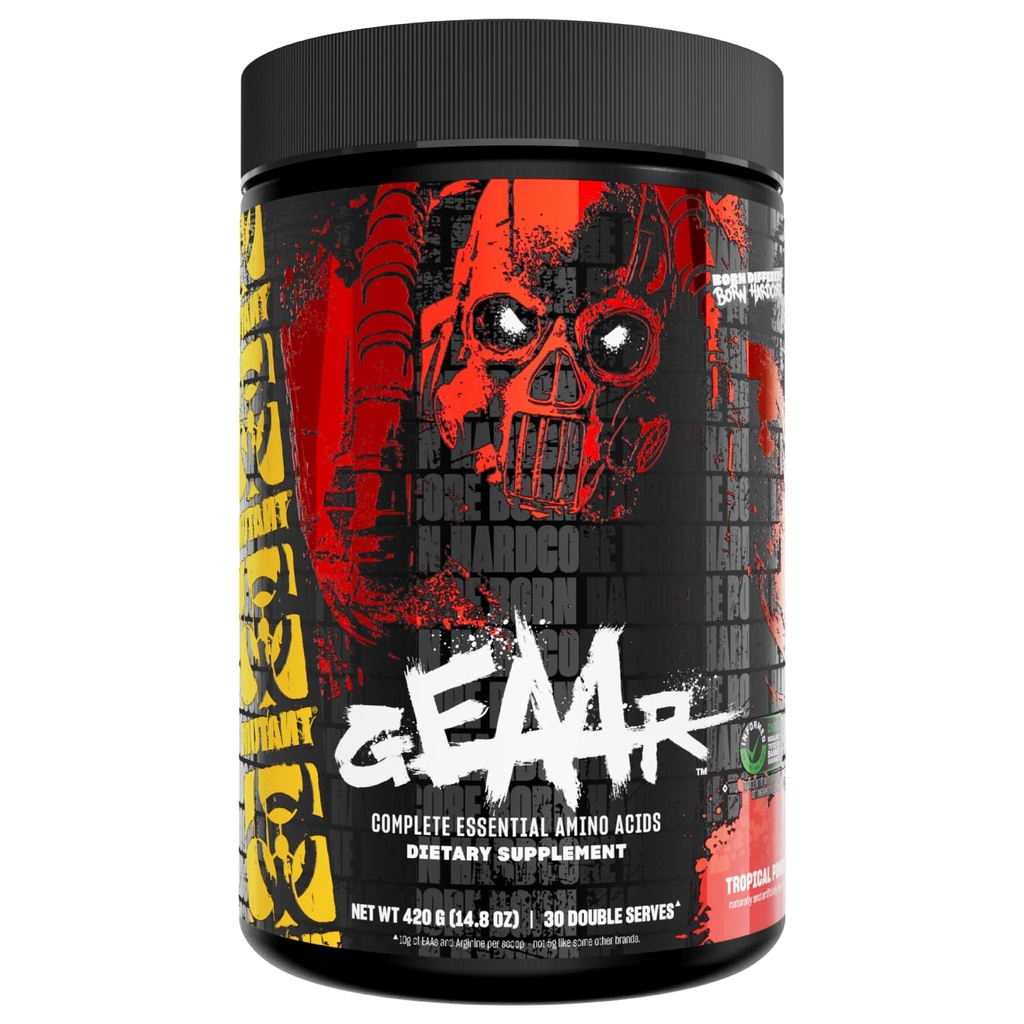 Mutant GEAAR - 9.4g di polvere di EAA + Arginina, 7g BCAA, leucina 4g, elettroliti, acqua di cocco, 30 Serve - Punch di frutta