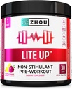 Zhou Lite Up - Polvere non Stim, Nitric Oxide Stim Supplemento gratuito per gli uomini e le donne, Caffeina Free Boost, Formula pulita - Berry Lemonade Flavor, 7.5 oz Jar (30 Scoops)