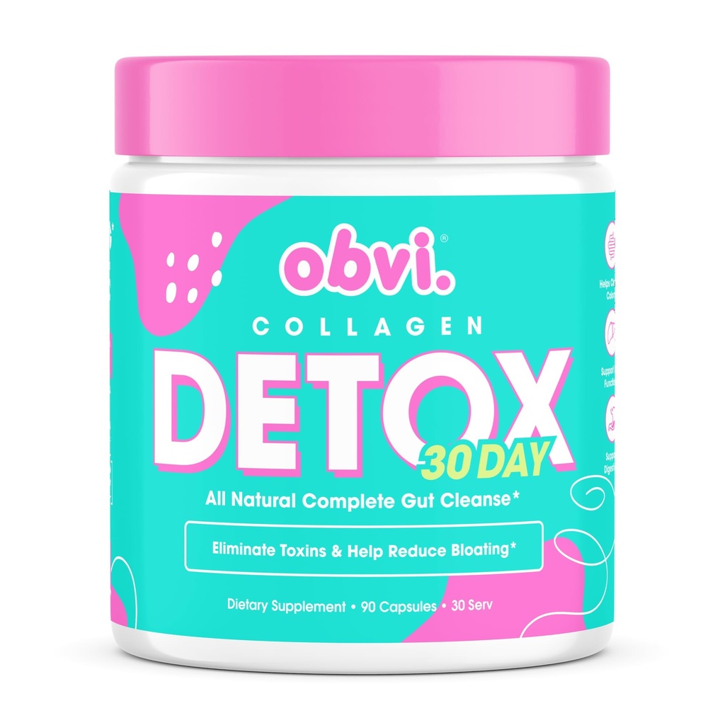 Obvi Detox Colon Cleanse Supplemento | Promuove la salute digestiva e del fegato, Bloating Relief, aiuta a rimuovere le tossine | Supporto immunitario con cardo al latte, Psyllium Husk, Senna Leaf | 90 capsule | 30 Servings