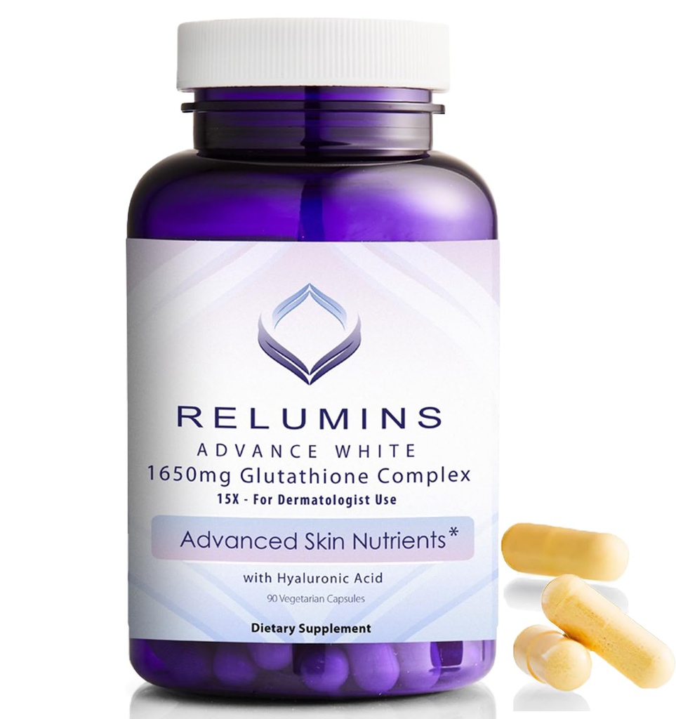1650mg L-Glutathione Complex con acido ialuronico, acido lipoico alfa, HIPS rosa, vitamina E & Riboflavin – Supporto antiossidante, perfetto per ottenere un Glow di vacanza, Made in USA – 90 Capsule