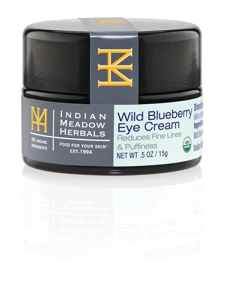 Indian Meadow Herbals Wild Blueberry Eye Cream (.5oz) - Under Eye Cream per Puffy Eyes & Fine Lines – Anti-invecchiamento Eye Care w / erbe organiche, oli