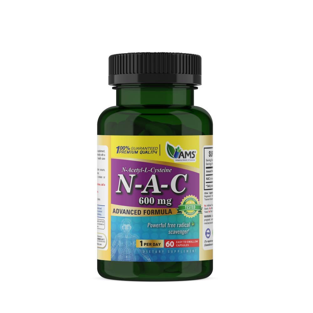 America Medic & Science NAC 600mg – Supplemento NAC per la salute polmonare e il supporto immunitario, supporto epatico & Antiossidanti – N-Acetyl-Cysteine – 60 capsule (Pack of 1)