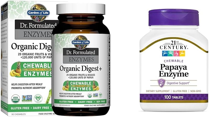 Giardino della vita Dr Formulato Enzimi Digestivi con Papain, Bromelain & 21 ° secolo Papaya Enzyme Chewable Tablets, Tropicale, 100 Conte