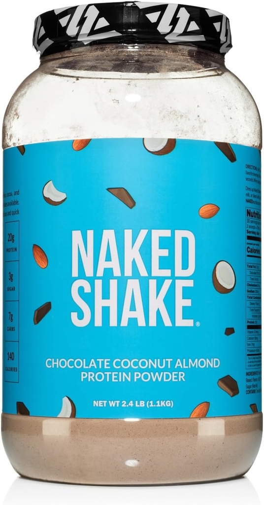 Naked Shake - Polvere di proteina di mandorle di cacao al cioccolato - Proteine a base di piante aromatizzate da aziende agricole statunitensi e canadesi con olio MCT, senza glutine, senza soia, senza OGM o dolcificanti artificiali - 30 Serve