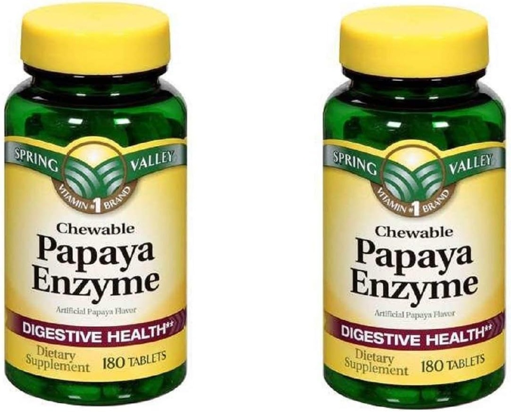 Valle di Primavera Papaya Enzyme, 180 compresse masticabili (2 Confezione)