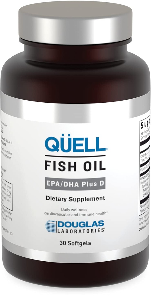 Douglas Laboratories Quell Fish Oil EPA/DHA Plus D | 3:2 Ratio di EPA a DHA Essential Omega 3 acidi grassi Plus 1.000 I.U. di vitamina D3* | 30 Softgels