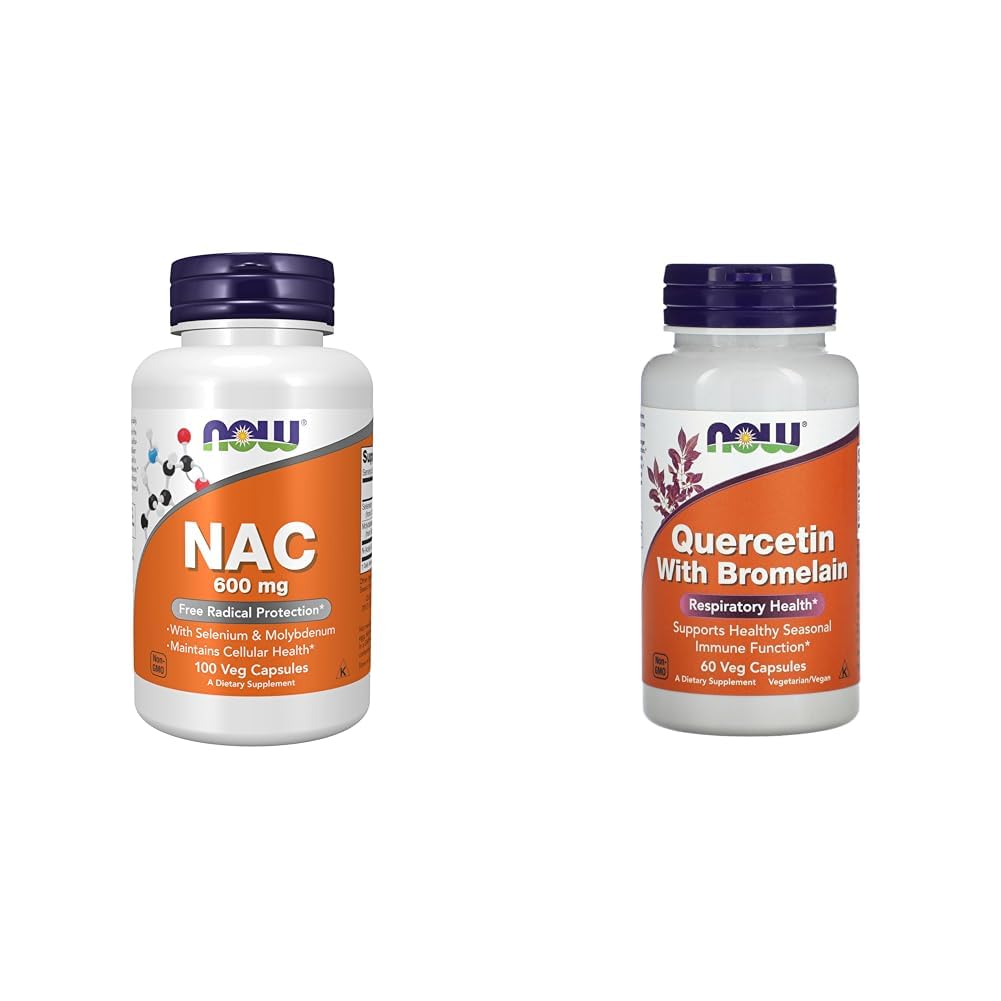 Ora integratori, NAC (N-Acetyl Cysteine) 600 mg con Selenium & Molybdenum, 100 capsule di Veg & Ora Quercetin con Bromelain - 60 capsule di Veg