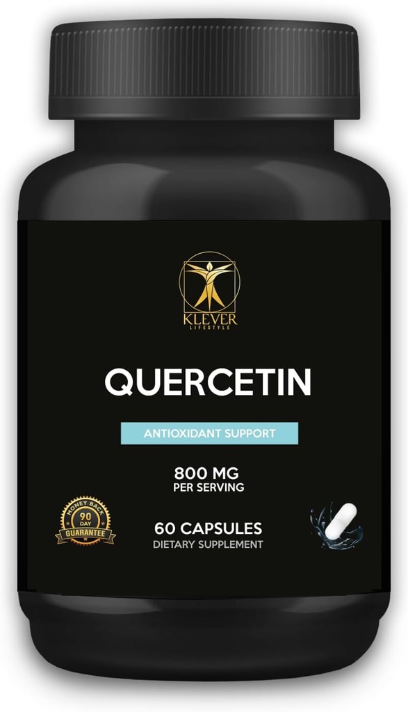 Klever Lifestyle | Quercetin con supplemento Bromelain | Proprietà antiossidanti, salute del cervello | 60 capsule | 800mg per porzione