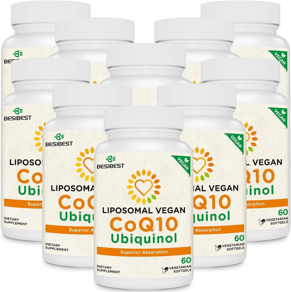 1000mg Liposomal CoQ10 Ubiquinol, 600 Vegan Softgels, High Absorption Ubiquinol CoQ10 Supplemento, Forma antiossidante attiva di Coenzyme Q10 per la funzione di cuore & produzione di energia