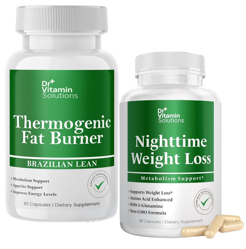 DR VITAMINA SOLUZIONI Bruciatore grasso termogenico & Pillole di perdita di peso di notte per le donne, Trimmer e integratori per Bloating per le donne & uomini, 120 capsule