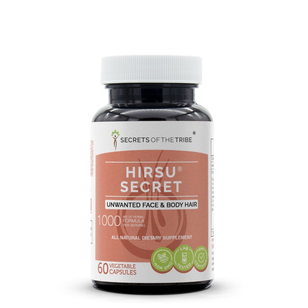 Hirsu Segreto 60 capsule, 1000 mg, Sega Palmetto, Nero Cohosh, Vitex, Schiuma, Lavanda, Tè Verde.