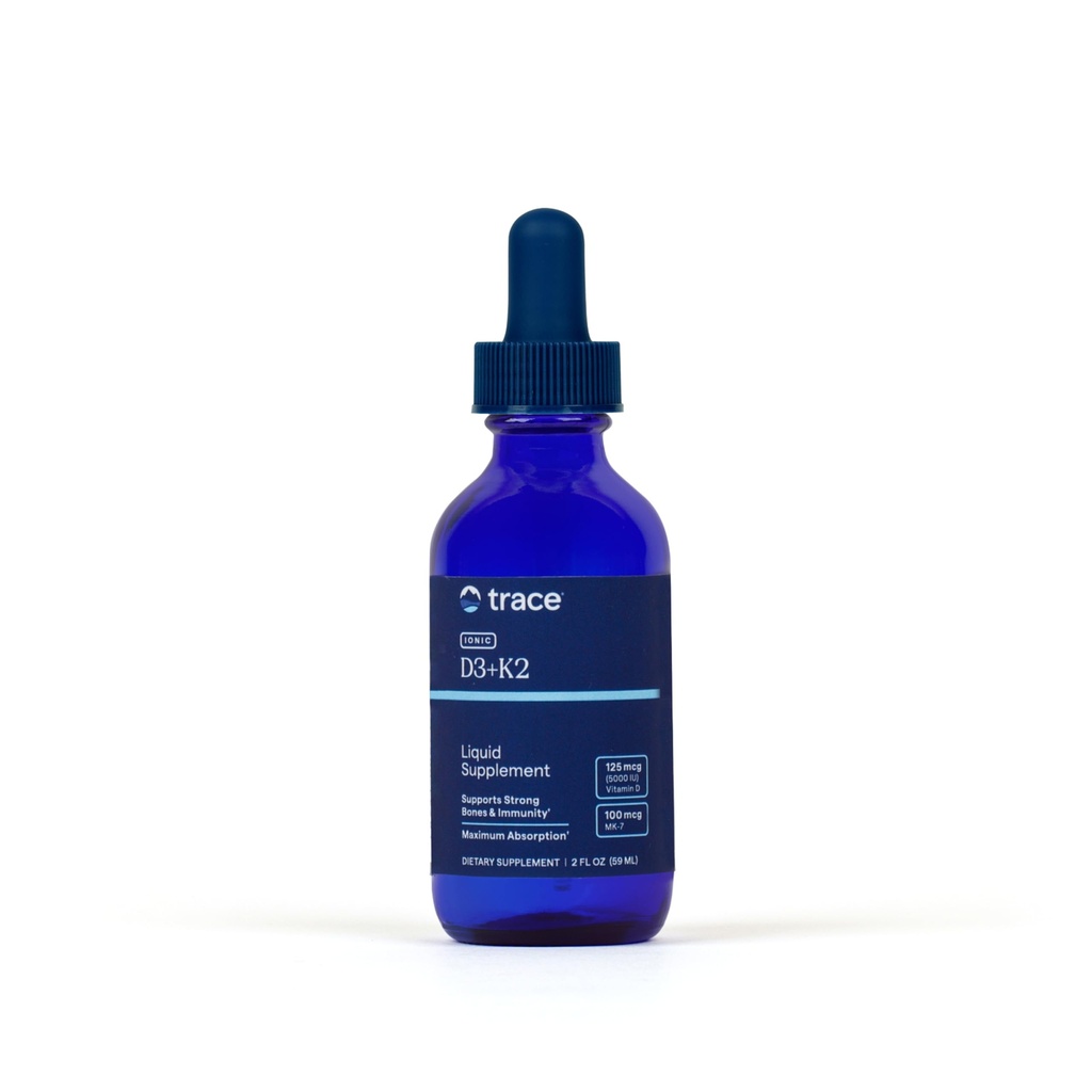 Minerali di Trace Ionic D3+K2 - Multivitamina liquida per la salute del corpo e del cuore - Supporta l'assorbimento del calcio - Immune System Aid - Supplemento naturale - 2 fl oz (296 Serve)