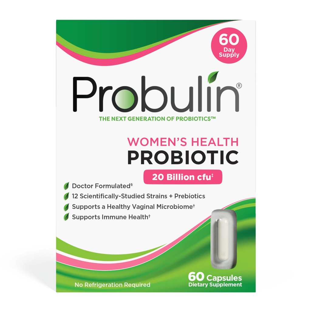 Probulin Salute Probiotico + Prebiotico per Vaginal, Gut & Salute Immune - 20 miliardi di CFU - 12 Strains Probiotici, 60 capsule vegane