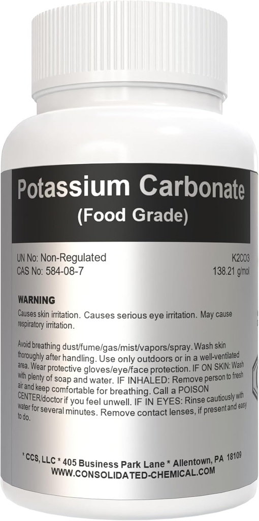 Carbonato di potassio 1kg (2.2lb) Grado alimentare ad alta purezza