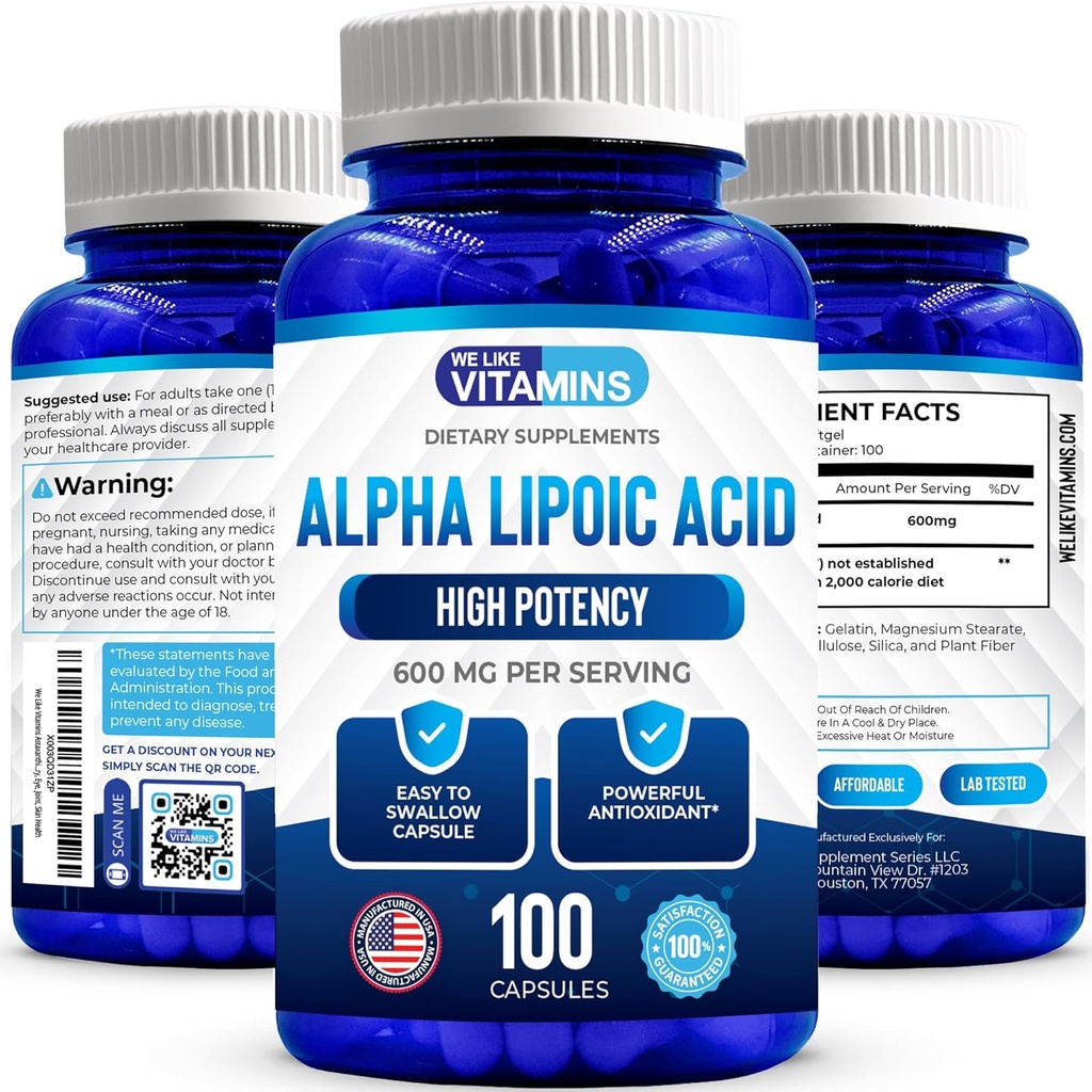 Ci piacciono le vitamine Alpha Lipoic Acid 600mg Capsule - 100 Serve - Alpha Lipoic Acid Capsule aiuta a sostenere la salute comune e la salute antiossidante insieme con la protezione radicale gratuita