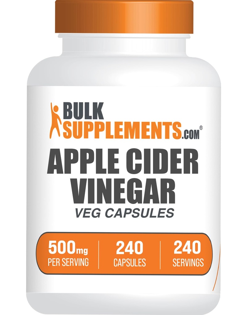 BulkSupplements.com capsule di aceto di sidro di mele - Capsule ACV, integratori di aceto di sidro di mele, Aceto di sidro di mele 500mg - Gluten Free, Capsule per porzione, 240 capsule (confezione di 1)