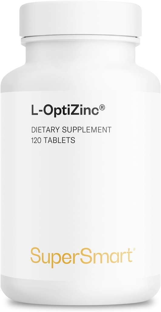 SuperSmart - L-OptiZinc 30mg al giorno (brevettato e altamente biodisponibile) - Zinc Methionine Supplement - Natural Sweet Taste | Non-GMO & Gluten Free - 120 compresse