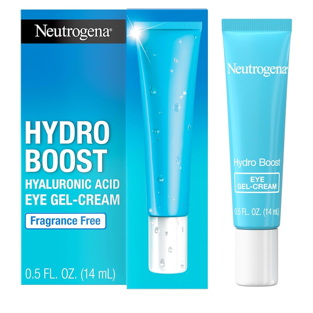 Neutrogena Hydro Boost Under Eye Cream, con acido ialuronico purificato, mantiene sotto l'area dell'occhio guardando liscio & idrato, fragranza libero e non-comedogeno, 0,5 oz