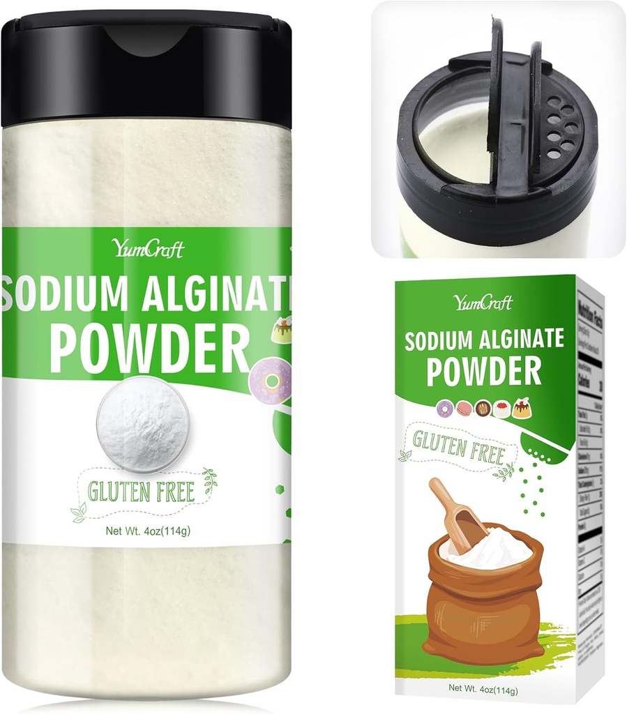 Polvere di alginato di sodio - polvere di Thickener del grado di alginato del sodio puro di 4oz, agente gelificante naturale per dessert, produzione di sfridi caviari, gelato, polpette, stabilizzatore vegano per cuocere, addensante