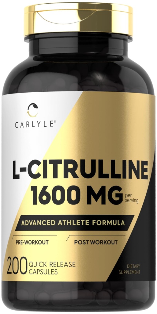 Carlyle L Citrulline Supplemento | 1600mg | 200 capsule di polvere | per uomini e donne | Formula di atletica avanzata | Non-GMO & Gluten Free
