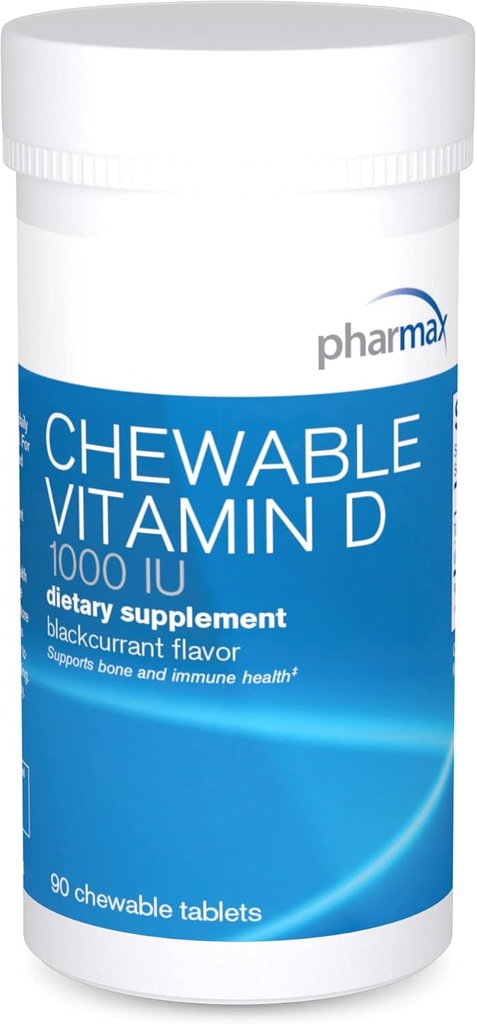 Pharmax Chewable Vitamin D (1000 IU) | Supporta lo sviluppo e la manutenzione di ossa e denti | 90 compresse masticabili