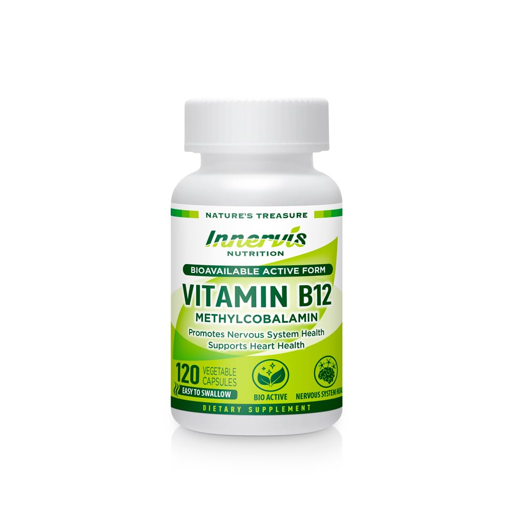 BioActive ad alto assorbimento B12 1000mcg – Supporta energia, Nerve & Heart Health – 120 capsule vegane – Innervis Nutrition