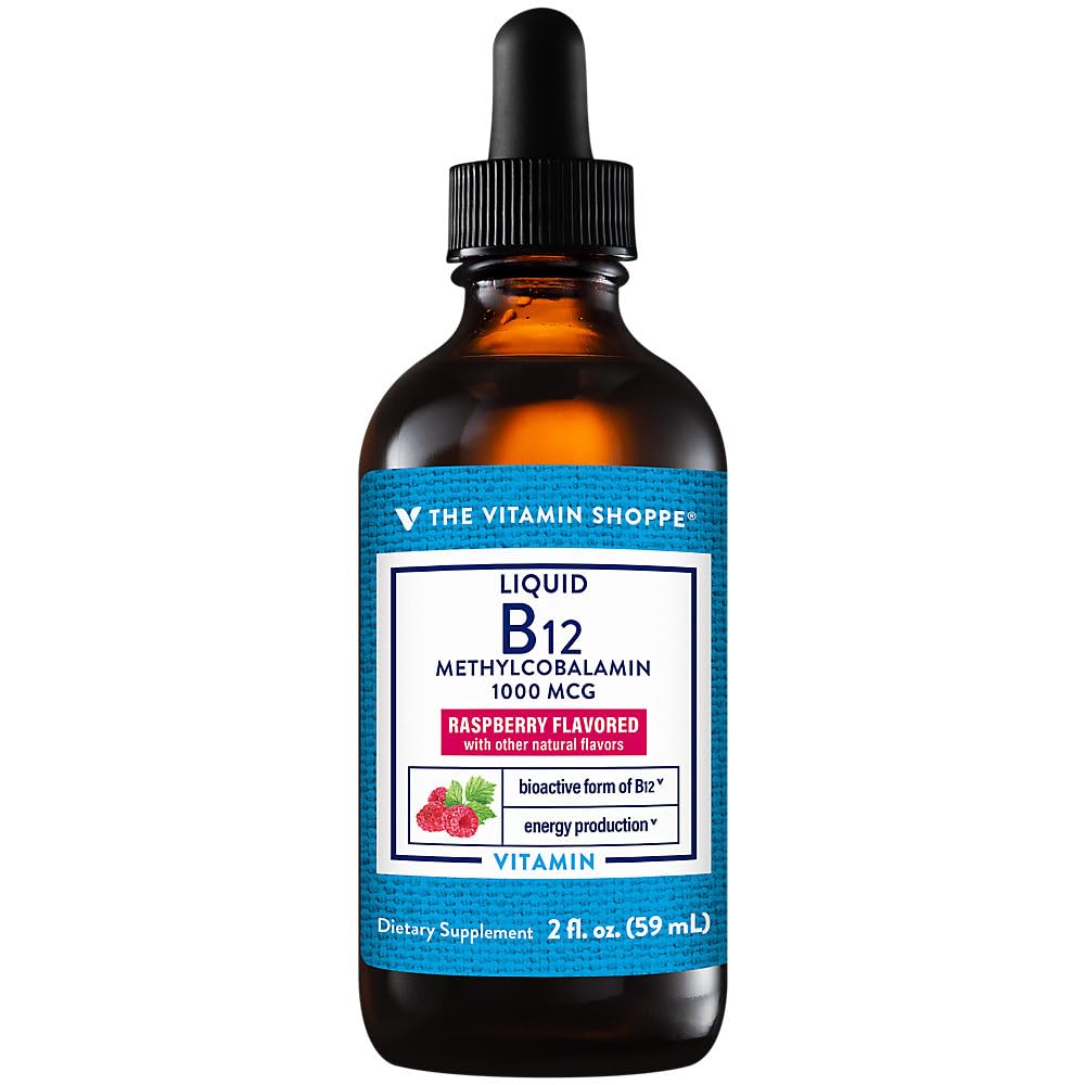 Il liquido della vitamina Shoppe B12 Methylcobalamin - Produzione di energia - 1.000 MCG - lampone (2 fl. oz.)