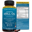 Viva Naturals Antarctic Krill olio Omega 3 Integratori 1250 mg - DHA EPA Omega-3 & Astaxanthin Concentrazione per la salute comune, No Fish Burp - 60 Krill olio capsule