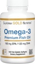 California Gold Nutrition Omega-3 Premium Fish Oil, Formula concentrata con EPA & DHA, Supporto per il profilo lipidico ottimale e il sistema immunitario, senza glutine, non OGM, 100 Fish Gelatin Softgels