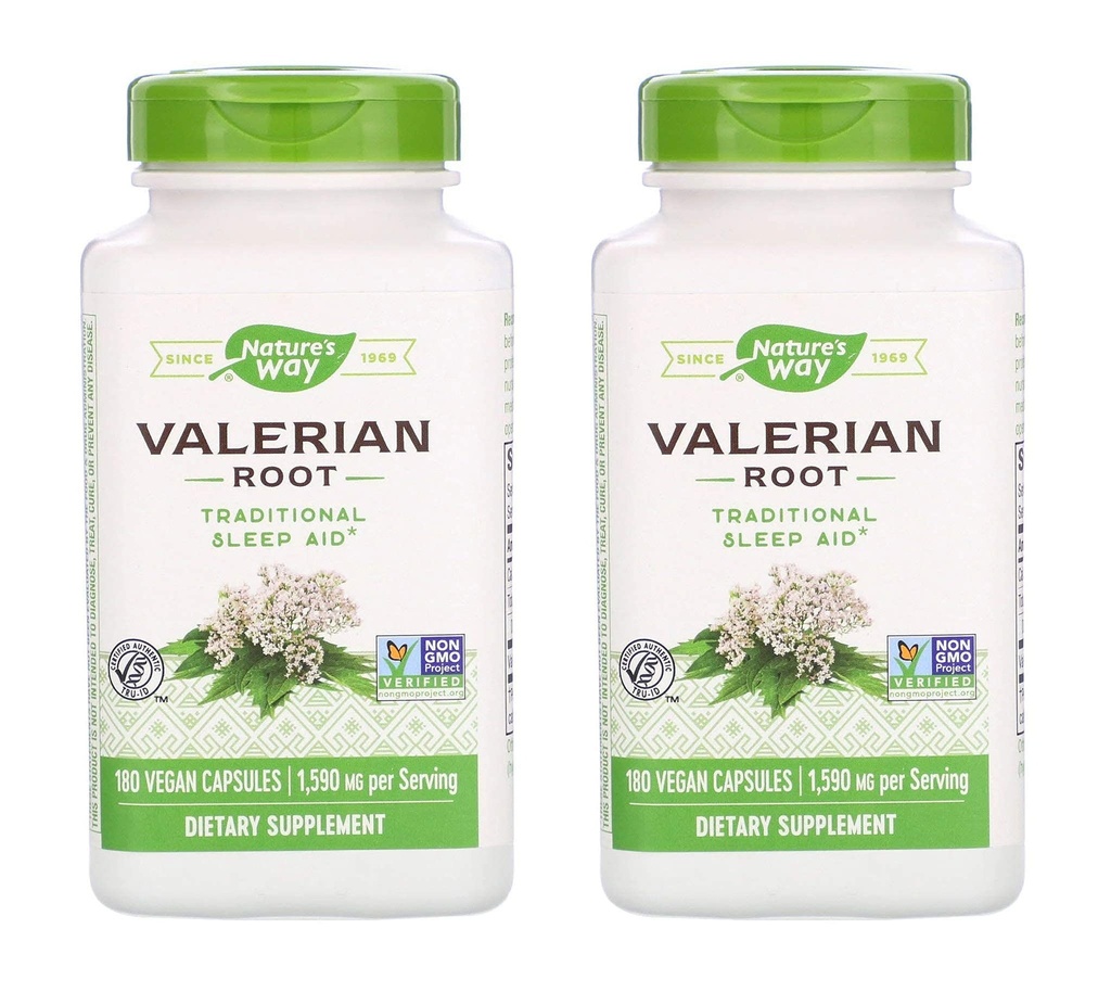 Nature's Way Valerian Root 1.590 Milligrams Traditional Sleep Aid come integratore alimentare (180 Vegan Capsules) Confezione da 2