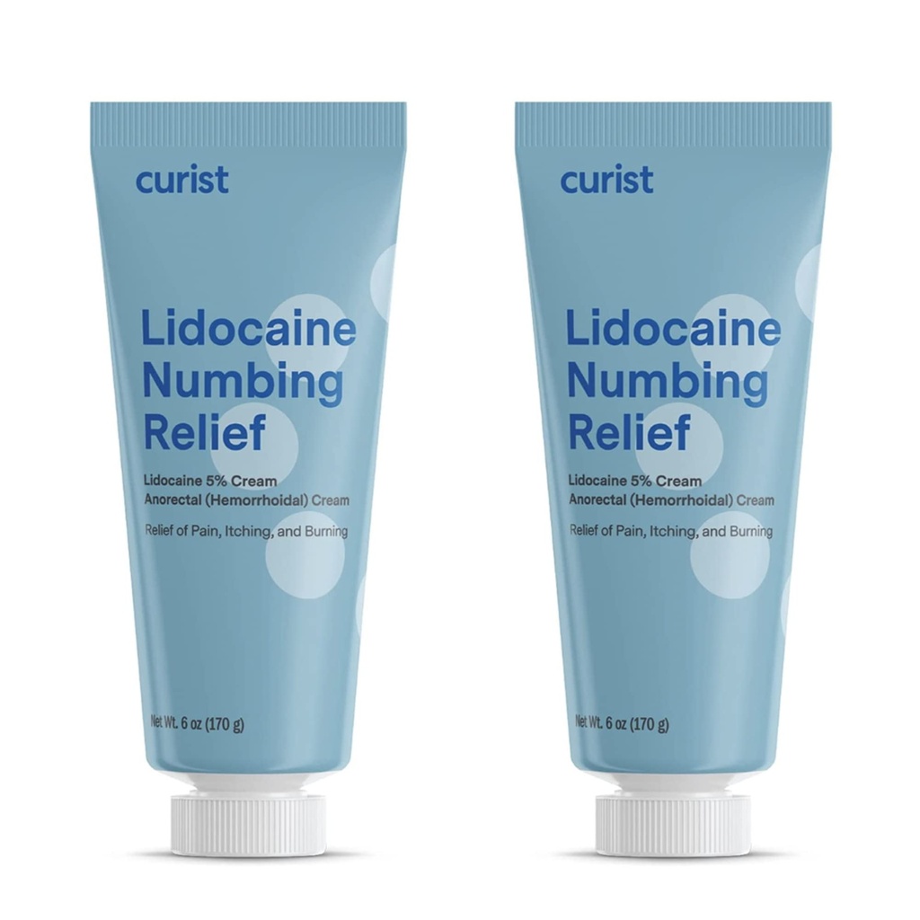 Curist 5% lidocaina crema massima OTC resistenza Topical Pain Relief OTC - 12 oz (pacchetto di 2) XL tubo 5 per cento lidocaina Numbing Crema a Numb Effettivamente (2 Pack - 6 oz Tube)