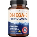 Triple Strength Omega 3 Fish Oil 1200 mg | EPA & DHA | Wild Caught, Sustainably Sourced Omega-3 Grassty Acids | Premium Burpless Fish Oil Supplements | Non-GMO, Third-Party Tested | 30 Softgels