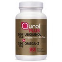 Qunol Plus Ubiquinol Coq10 200mg con Omega 3 250mg antiossidante ad alta resistenza (versione bovina), 90 Conte