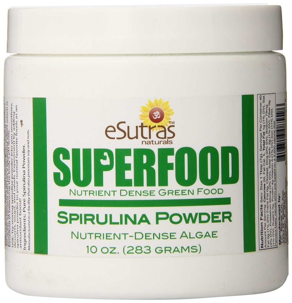Esutras Organics Raw Spirulina, 10 oncia