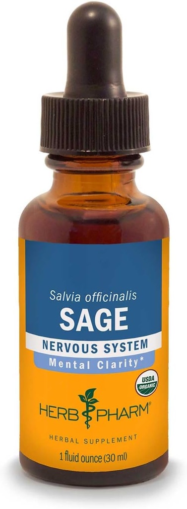 Estratto di liquido di sage organico certificato di herb Pharm per il supporto di Clarity Mentale - 4 once