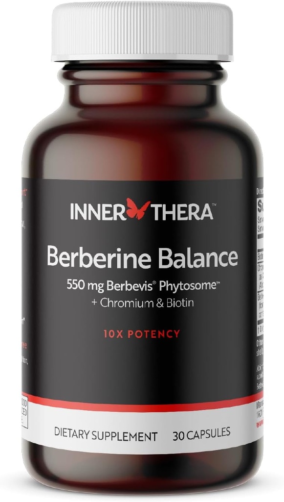 Berberina, 550 mg Brevettato Berbevis Berberine Phytosome Plus Biotina e Cromo, Assorbimento potenziato, Senza glutine, Vegan, 30 Caps Veggie