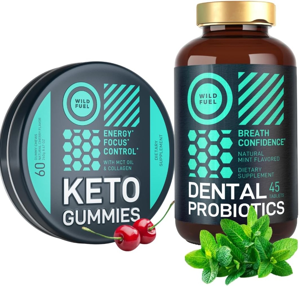 WILD FUEL Probiotici orali per la salute orale e Keto Candy con olio MCT Bundle