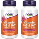 NOW Alimenti Vitamina D-3 & K-2, 120 capsula vegetale (2 Confezione)