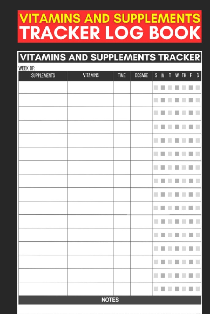 Vitamine e integratori Tracker Log Book: Grazioso regalo del libro di registrazione per infermieri, assistenti e guardiani per tenere traccia dei supplementi & vitamine assunzione