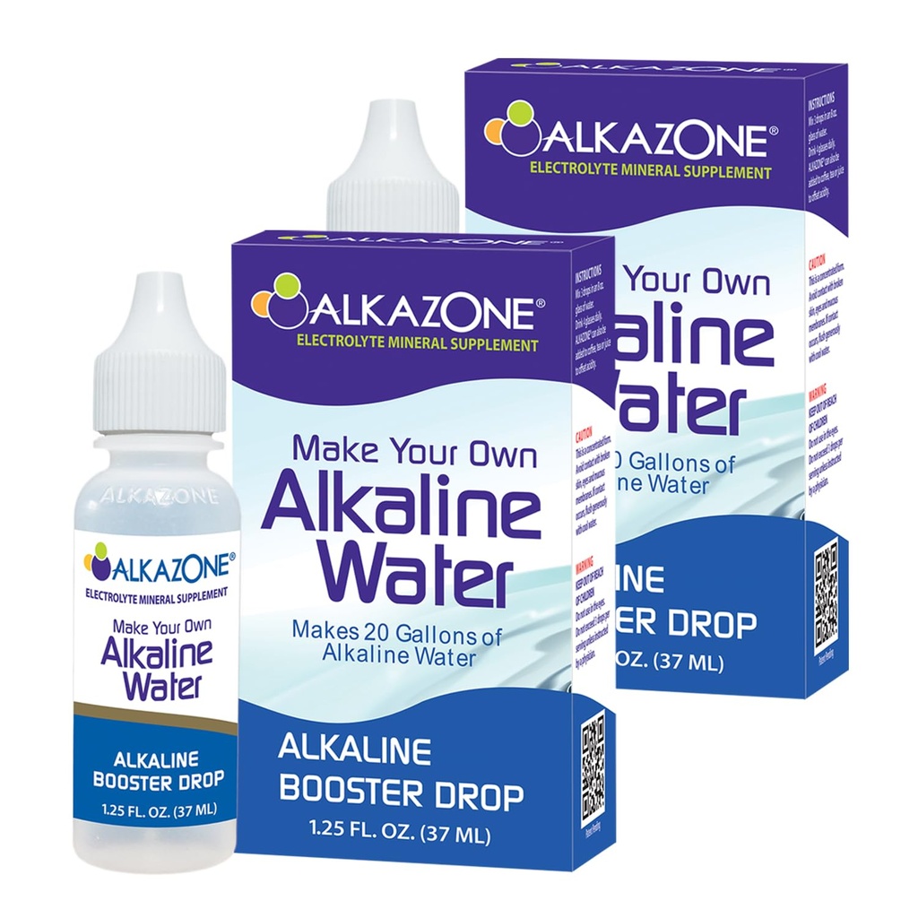ALKAZONE Fai la tua acqua alcalina - Alkaline Booster Drop 1.25 oz (2 pacchetti)
