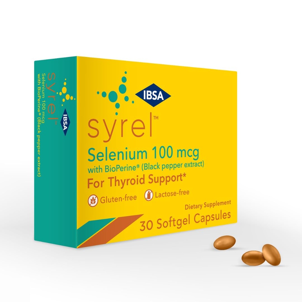 Syrel - Integratore di supporto tiroideo – 100mcg Selenio e 5mg BioPerine - 30 Morbido Gel Caps per una maggiore biodisponibilità e assorbimento - senza glutine, senza lattosio, senza zucchero, non OGM