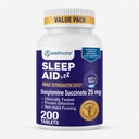 WELMATE - Nighttime Sleep Aid - Doxylamine Succinate 25 mg - per adulti e bambini 12+ - 200 compresse