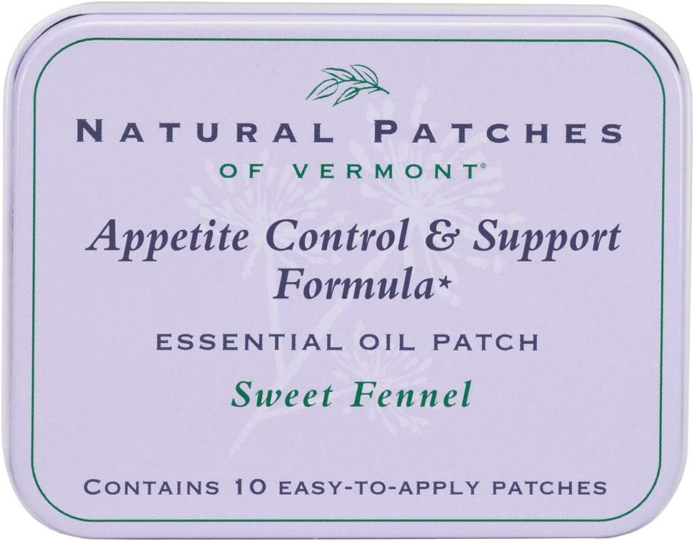 Patch naturali del Vermont Appetite Suppressant Olio essenziale Patches corpo, finocchio dolce, 10-Count Tin