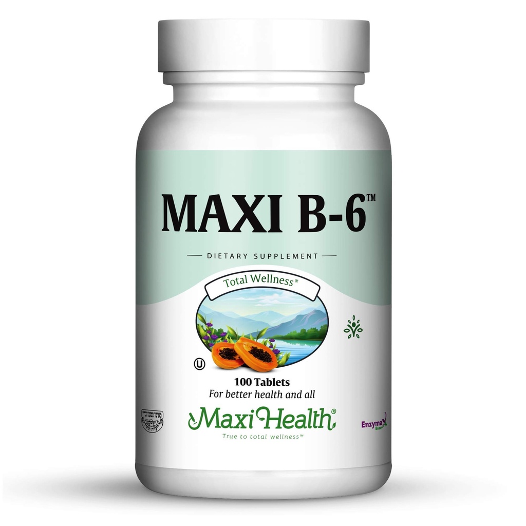 Maxi Salute B-6 - Vitamina B6-100 mg Salute cardiovascolare - 100 compresse - Kosher (100 conte, Confezione di 2)