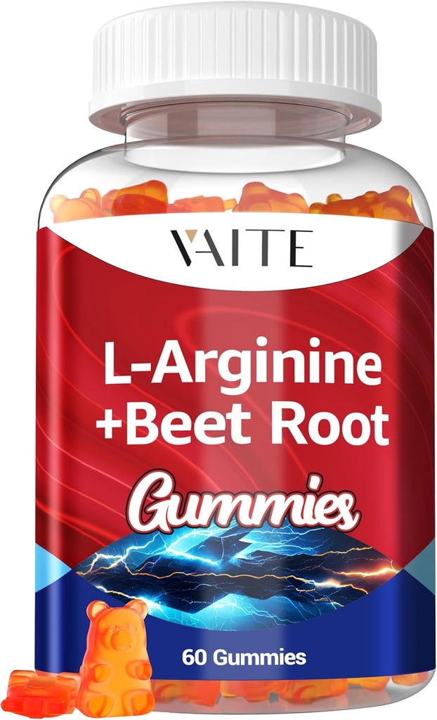 L Arginina Supplemento barbabietola Root Gummies - Doppia resistenza, Energy Boost, Circulation Support and Stamina, Organic Chewable Beets Supplements for Men and Women, Vegan Gummy, Non-GMO, Sugar-Free