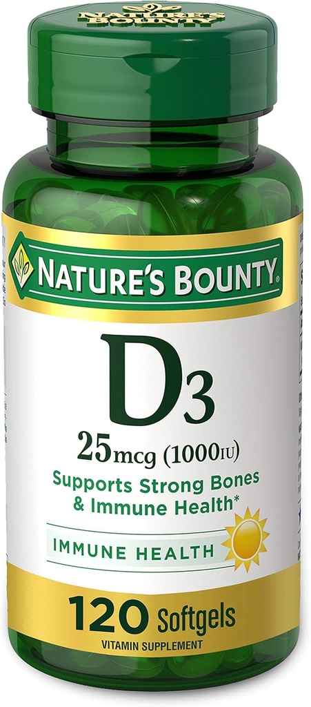 Vitamina di Bounty della natura D3 1000 100 mg Gel Morbidi, 120 Conte