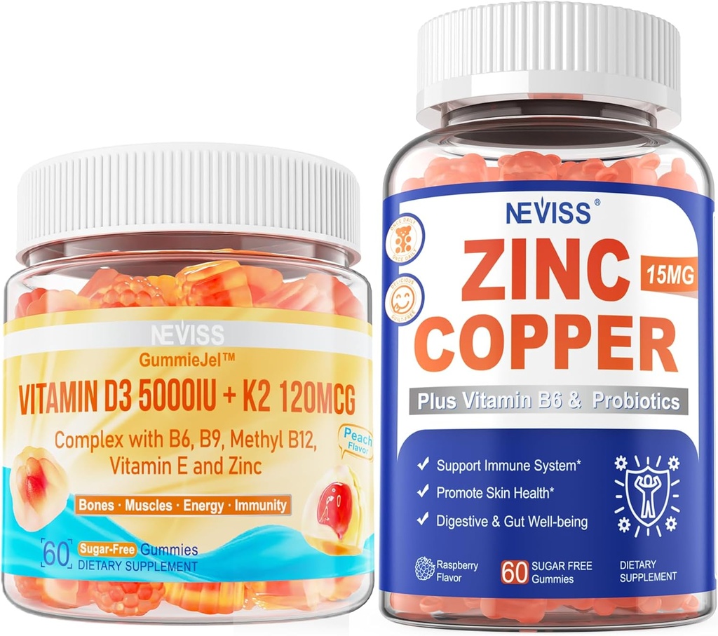 Vitamina D3 5000IU + K2 (MK-7) 120mcg+ Gummie di rame di zinco