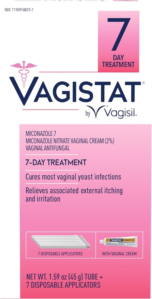 Vagisil Vagistat 7 giorno trattamento di infezione del lievito per le donne, aiuta a alleviare il prurito esterno e l'irrigazione, contiene 2% esterno Miconazolo Nitrate Cream & 7 applicatori monouso (pacchetto di 1)