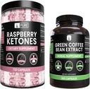 PURE ORIGINAL INGREDIENTI Raspberry Ketone e Green Coffee Bean estrarre Bundle, Diverse dimensioni, Nessun filler, Lab verificato